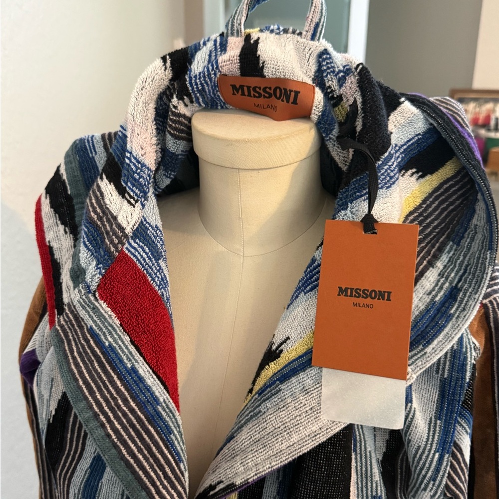 Missoni Multicolor Striped Teddy Jacket with Blue, Red, Cream and Black